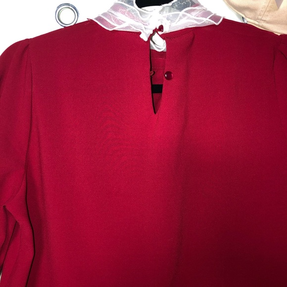 Burgundy red office blouse - Picture 3 of 3